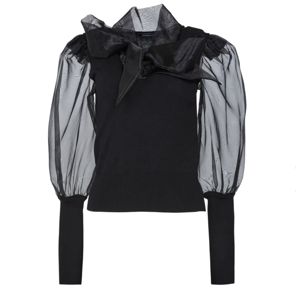 BCBG MaxAzria Black Organza Top